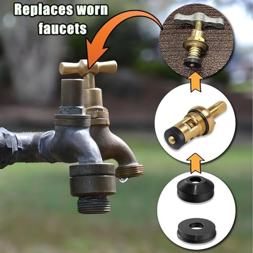 48 PCS Faucet Washer Assortment Kit Outdoor Faucet Repair Kit with Brass Screws Flat and Beveled Washers for Use with Assorted Quick-Opening Style Faucets Stem Worn Out Washer Replacements (48 PCS)