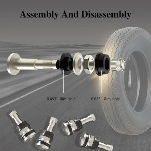 4PCS TR416 Valve Stem, Premium Metal Tire Valve Stems for Tubeless Tires, High Pressure Tire Valve Stems Outer Mount Fits 0.453" and 0.625" Rim Hole, 1 1/2" Long, Silver