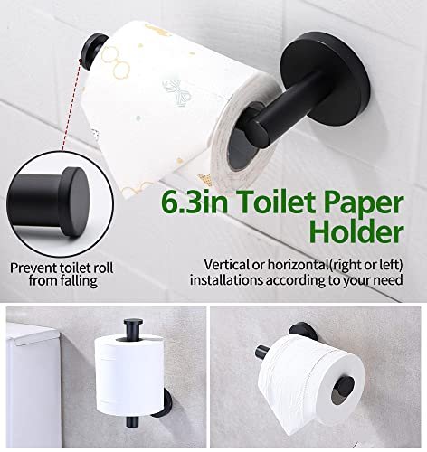 5/10/20pcs Bathroom Hardware Set, Including 16" Hand Towel Bars, Toilet Paper Holders, Towel Rings, Robe Towel Hooks (10pcs 16" Black)