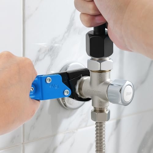 5-Color Angle Stop Wrench Kit, Professional Plumbing Tool Set for Bathroom/Kitchen Valves, Adjustable Valve Removal Tool with Rust-Proof Chrome Steel (Blue)