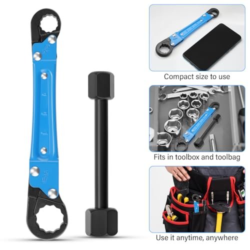 5-Color Angle Stop Wrench Kit, Professional Plumbing Tool Set for Bathroom/Kitchen Valves, Adjustable Valve Removal Tool with Rust-Proof Chrome Steel (Blue)