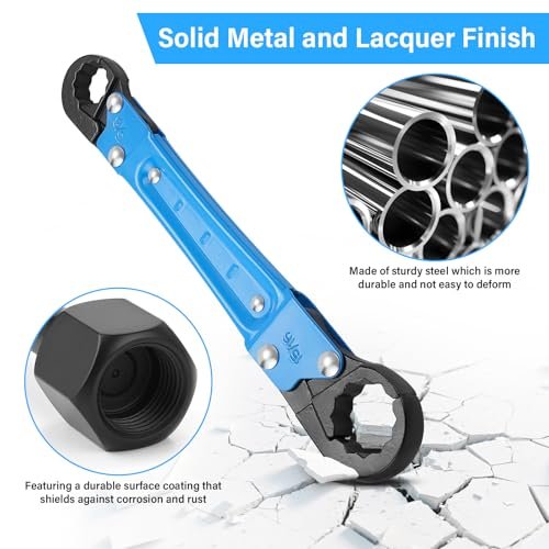 5-Color Angle Stop Wrench Kit, Professional Plumbing Tool Set for Bathroom/Kitchen Valves, Adjustable Valve Removal Tool with Rust-Proof Chrome Steel (Blue)