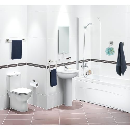 5 Pieces Bathroom Hardware Accessories Set Brushed Nickel, 16Inch Square Towel Racks Set for Bathroom, SUS304 Stainless Steel Towel Bar Set, Bath Accessories Sets Wall Mounted