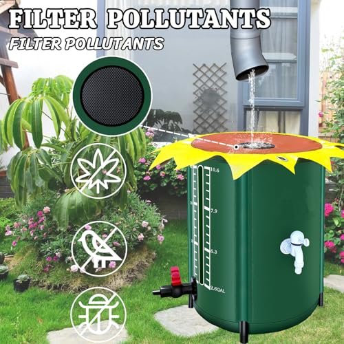 52 Gallon Collapsible Rain Water Collection Barrel System, Efficient Yard Rainwater Harvesting Solution with Spigot, Catchment Tank Stand Kit, Collector Storage Containers Long Term