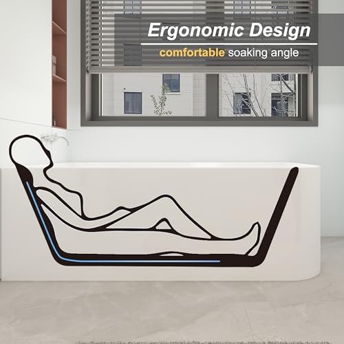 59 x 28 inch Corner Bathtub Left Drain, Modern Freestanding Soaking Tub, Stand Alone Acrylic Tubs with Left Hand Drain & Overflow, 59" L x 28-3/4" W, Glossy White,Sapce Saving
