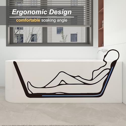 59 x 28 inch Corner Bathtub Right Drain, Modern Freestanding Soaking Tub, Deep Spa Stand Alone Acrylic Tubs with Right Hand Drain & Overflow, 59" L x 28-3/4" W, Glossy White,Sapce Saving
