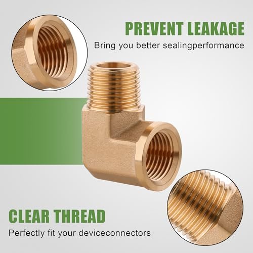 5Pcs 90 Degree Brass Street Elbow 1/4" NPT Male x 1/4" NPT Female Forged Pipe Fitting