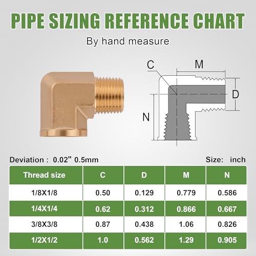 5Pcs 90 Degree Brass Street Elbow 1/4" NPT Male x 1/4" NPT Female Forged Pipe Fitting