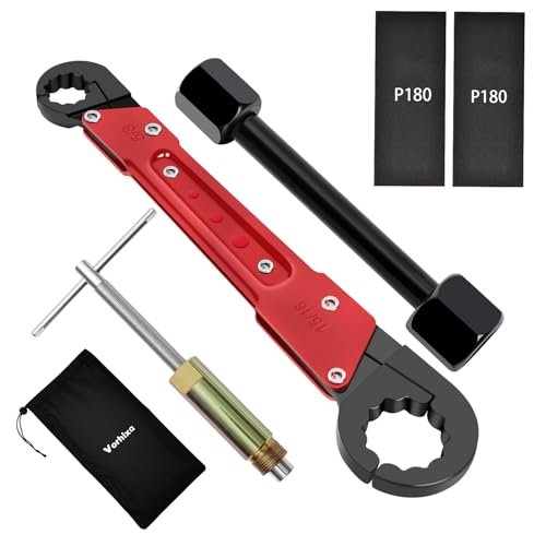 6 Pcs Plumbing Tools Kit with Angle Stop Wrench & 1/2-Inch Compression Sleeve Puller, Professional Plumbers Wrench, Sandpaper and Storage Bag for Frozen/Corroded Angle Stop