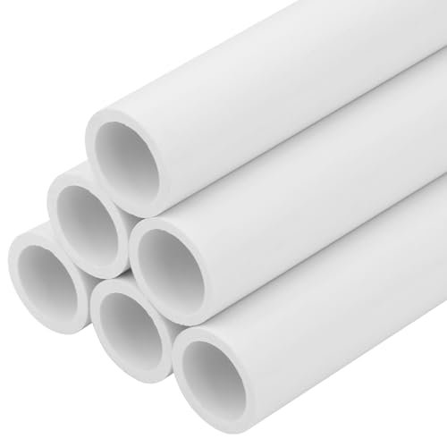 6Pcs 3/4 Inch PVC Pipe 17" Long Sch40 Industrial Pipes for Home DIY, Greenhouse, Garden, Farm, Workshop, Furniture Grade, White (0.75" x 17"L)