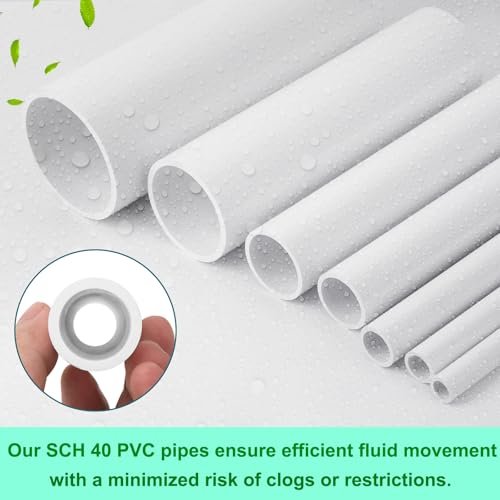 6Pcs 3/4 Inch PVC Pipe 17" Long Sch40 Industrial Pipes for Home DIY, Greenhouse, Garden, Farm, Workshop, Furniture Grade, White (0.75" x 17"L)