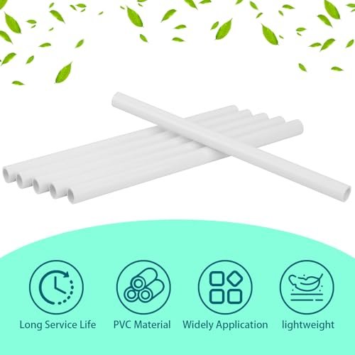 6Pcs 3/4 Inch PVC Pipe 17" Long Sch40 Industrial Pipes for Home DIY, Greenhouse, Garden, Farm, Workshop, Furniture Grade, White (0.75" x 17"L)