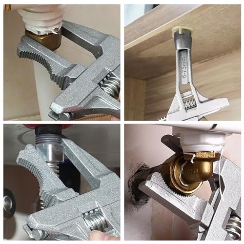 6PCS Basin Wrench Set, 8 in 1 Sink Bathroom Faucet Spanner, Adjustable Wrench Wide Jaw Short Shank 10-70mm, Universal Plumbing Tools for Washbasin, Tube, Nut Removal Installation