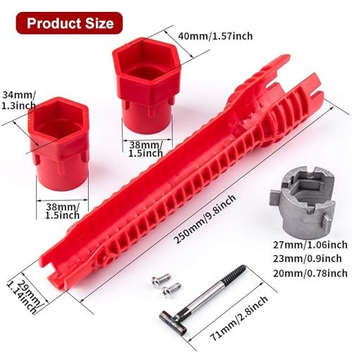 8 in 1 Multifunctional Sink Bathroom Wrench, Wrench Faucet Plumbing Tool, Plumber Sink Wrench Installation Pipe Extractor, Household Water Pipe Faucet Washing Basin Repair Removal Tool