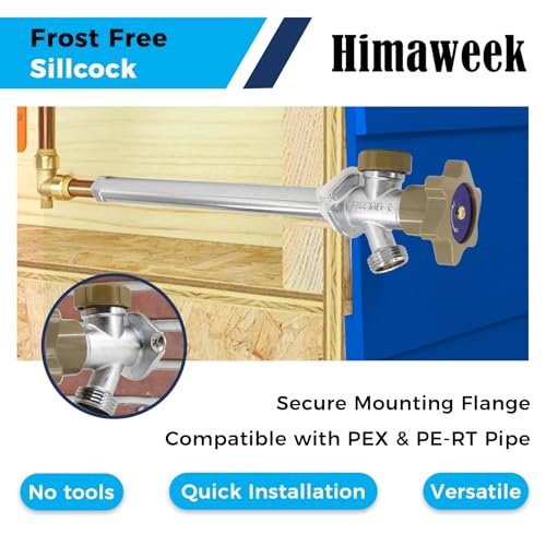 8-inch Anti-Siphon Frost Free Sillcock, Quater Turn 3/4-Inch Hose Bibb x 1/2-Inch PEX End,No Lead Brass Valve Frost Proof Outdoor Faucet Spigot