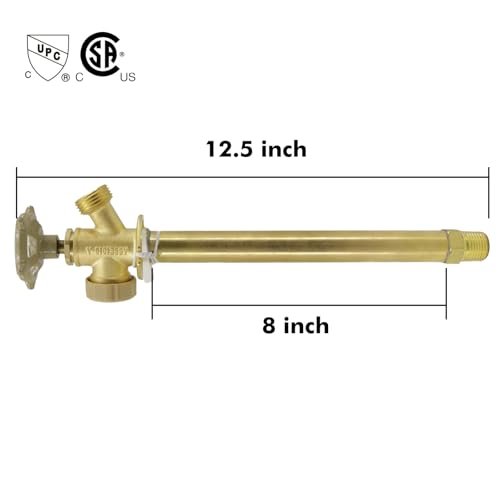 8 Inch Anti-Siphon Frost Free Sillcock Valve Multiturn 1/2 Inch NPT, 3/4 Inch Hose Bibb, Brass Body,Brass Valve 8 inch Length