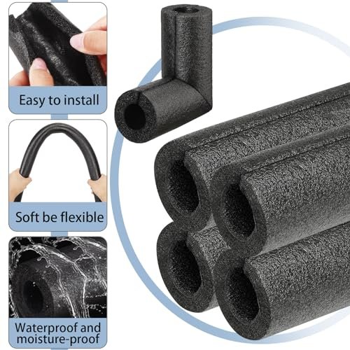 8 Pack Elbow Pipe Insulation Foam Tube Outdoor Wrap Black Pipe Covers Elbow Insulation Tubing Water Foam Covers for Outdoor Winter Irrigation, Sprinkler (1/2 Inch)