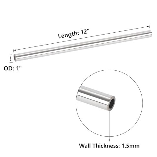 A-KARCK 1" OD 304 Stainless Steel Tube, Round Straight Steel Pipe Metal Tubing 12" Length 1.5mm Wall Thickness 2PCS