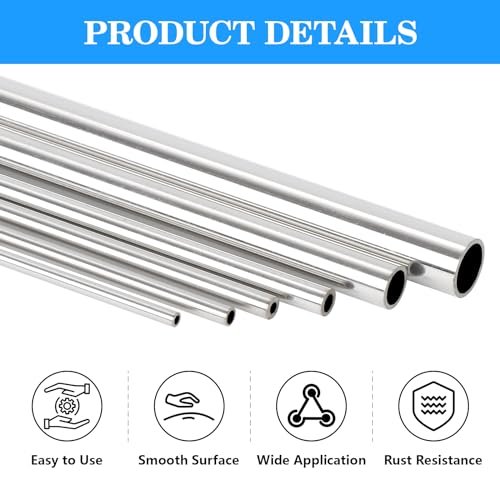 A-KARCK 1" OD 304 Stainless Steel Tube, Round Straight Steel Pipe Metal Tubing 12" Length 1.5mm Wall Thickness 2PCS