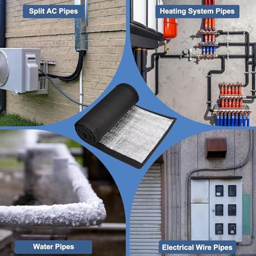 Ac Line Insulation, 78.7x11.8 inch 600D Oxford Air Conditioner Line Insulation, 3 Layer HVAC Copper Pipe Insulation Cover, AC Pipe Insulation Wrap for Outside