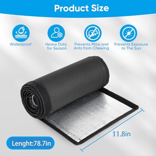 Ac Line Insulation, 78.7x11.8 inch 600D Oxford Air Conditioner Line Insulation, 3 Layer HVAC Copper Pipe Insulation Cover, AC Pipe Insulation Wrap for Outside