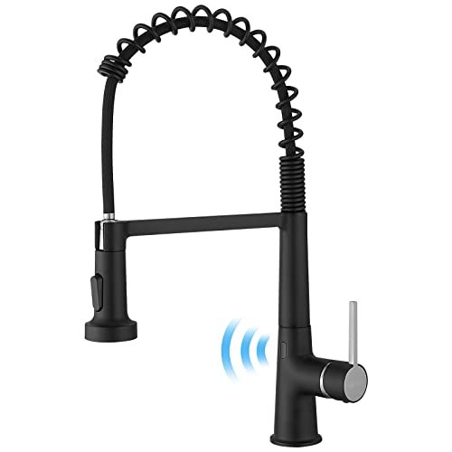 AIMADI Touchless Kitchen Faucet with Pull Down Sprayer, Sensor Smart Hands-Free Single Handle Spring Matte Black Kitchen Faucets, Motion Sensor Sink Faucet with Pull Out Sprayer