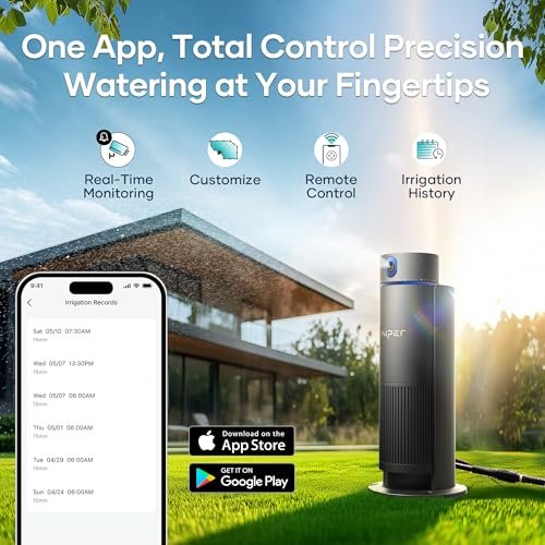 AIPER IrriSense Smart Irrigation System, App-Controlled, Custom Watering Map & Schedule, 15-Min DIY Install, Lawn Sprinkler Covers up to 4,800 sq. ft., Weather Adaptive & Water-Saving, Gray