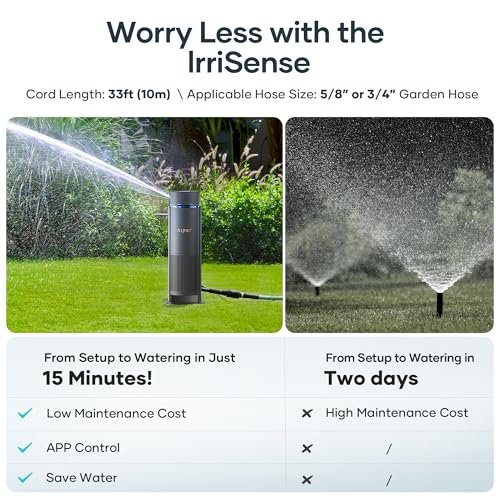 AIPER IrriSense Smart Irrigation System, App-Controlled, Custom Watering Map & Schedule, 15-Min DIY Install, Lawn Sprinkler Covers up to 4,800 sq. ft., Weather Adaptive & Water-Saving, Gray