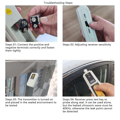allsun Ultrasonic Vacuum Leakage Detector for HVAC & Automotive, Pressure Transmitter Finder 40KHz Air Gas Leak Monitor with Dual LED,2 Sensors & Headphone(NOT Detect Pipe/Plumbing/Tire/Pool)