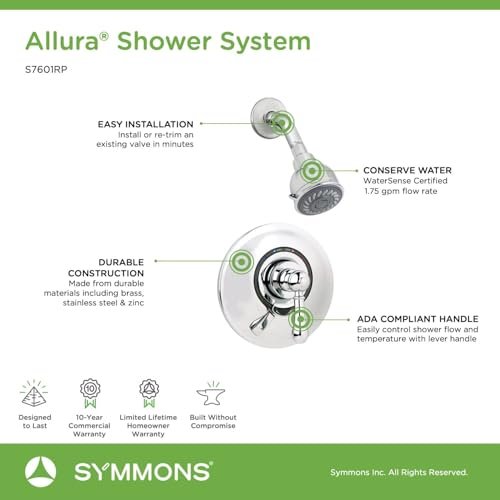 Allura Single Handle 2-Spray Shower System with VersaFlex™ Integral Diverter in Polished Chrome (Valve Included)