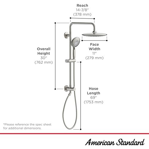 American Standard 1029072950 Spectra Versa 24-Inch 4-Function Retrofit Shower System with Rain Showerhead, 1.8 GPM, Brushed Nickel
