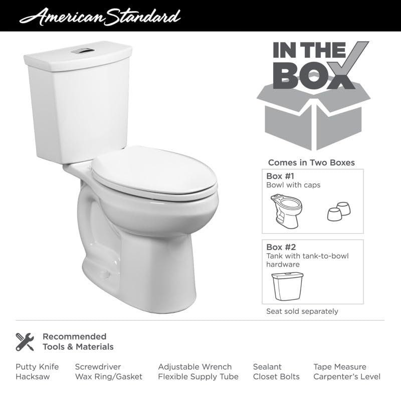 American Standard 2886518.020 H2Option Two-Piece Toilet with Liner, Dual Flush, Chair Height, Elongated Front, White, 1.28 GPF