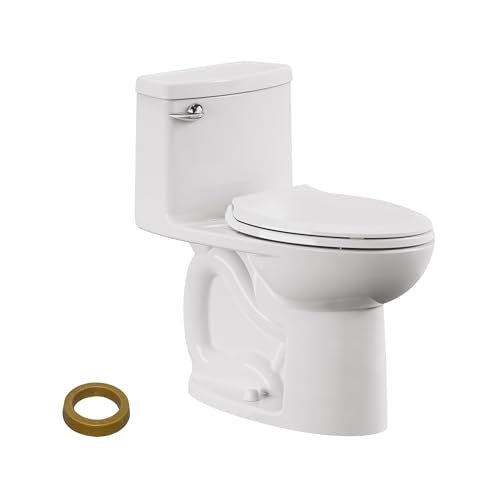 American Standard 612AA001.020 Compact Cadet 3, One-Piece Toilet with Slow-Close Seat and Wax Ring, Elongated Front, Left-Hand Flush, White, 1.28 gpf