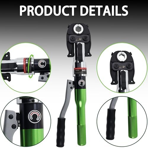 AMZCNC Pipe Press Tool with1/2,3/4,1" Dies for Copper Pipe and F877 Stainless PEX Press Sleeves,3/8",1/2",5/8",3/4",1" Dies for ASTM F1807 Pex Pipe Copper Ring Pipe Fittings Crimping Tool