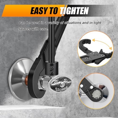 Angle Stop Wrench Kit, Professional Plumber's Wrench Tool Removal for Replacing Compression Angle Stops, Simplifies Installation and Removal of Compression Rings（Black）