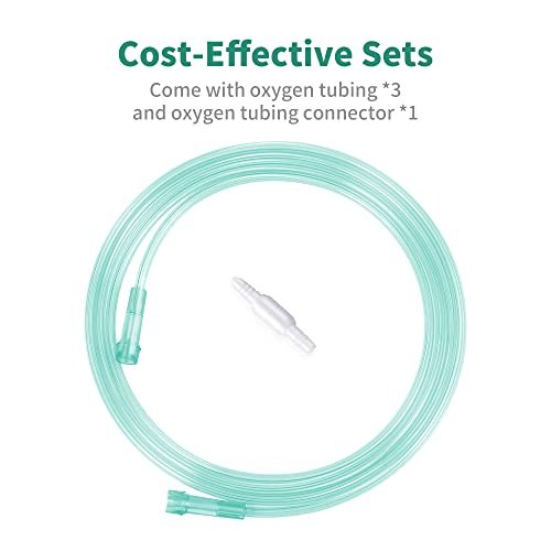 ANSNF 7Ft Oxygen Tubing, Crush Resistant High Flow Oxygen Tubing, 3 Pack Green Oxygen Tubing, Non Kinking Oxygen Tubing with Oxygen Tubing Connector