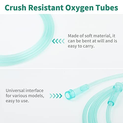 ANSNF 7Ft Oxygen Tubing, Crush Resistant High Flow Oxygen Tubing, 3 Pack Green Oxygen Tubing, Non Kinking Oxygen Tubing with Oxygen Tubing Connector