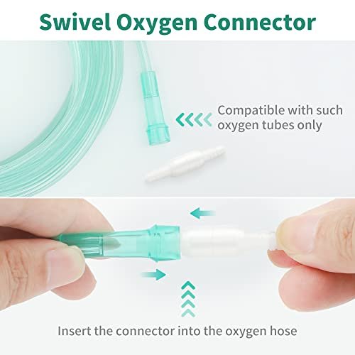 ANSNF 7Ft Oxygen Tubing, Crush Resistant High Flow Oxygen Tubing, 3 Pack Green Oxygen Tubing, Non Kinking Oxygen Tubing with Oxygen Tubing Connector