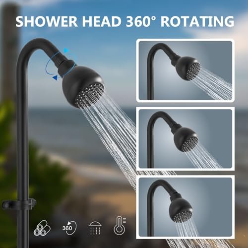 Aolemi Outdoor Shower Fixtures Kit Faucet System 3 Inch Center with Showerhead 2 Handle Exposed Shower with Brass Mix Valve Matte Black