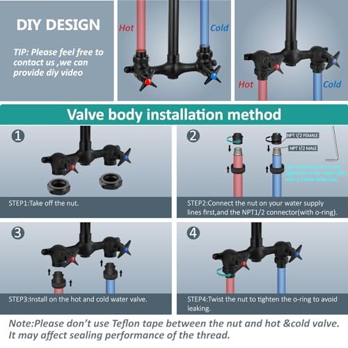 Aolemi Outdoor Shower Kit Fixtures Faucet System 2-Handle Exposed Shower with Brass Mix Valve 6" Center with HandheldShower Matte Black