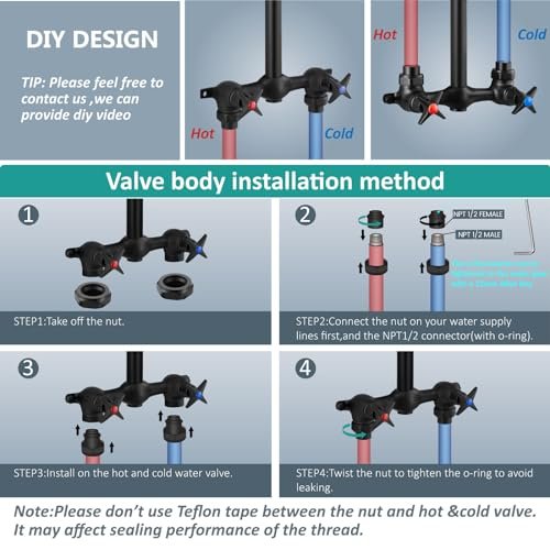 Aolemi Outdoor Shower Kit Outdoor Shower Fixtures Faucet System 2 Handle with 8 Inch Rainfall Shower Head and Handheld Sprayer Exposed Shower with Adjustable Height Shower Pipe Matte Black