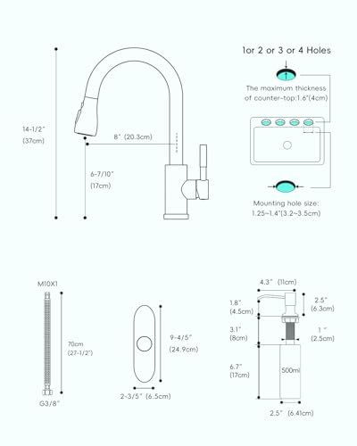 APPASO Touchless Kitchen Faucet with Pull-Down Sprayer, Kitchen Sink Faucet Touchless Brushed Nickel, Single Handle Hands-Free Motion Sensor Faucets Suitable for 1 or 4-Hole Sink, Stainless Steel