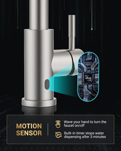 APPASO Touchless Kitchen Faucet with Soap Dispenser, S304 Stainless Steel Modern Motion Sensor Sink Faucets with Pull Down Sprayer 2 Modes and Deck Plate, Activated Smart Hands Free