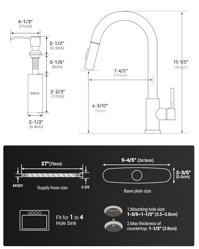 APPASO Touchless Kitchen Faucet with Soap Dispenser, S304 Stainless Steel Modern Motion Sensor Sink Faucets with Pull Down Sprayer 2 Modes and Deck Plate, Activated Smart Hands Free