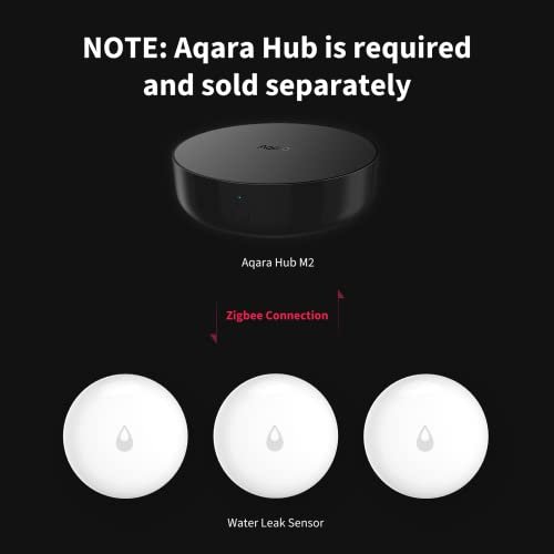 Aqara Water Leak Sensor 3 Pack, Zigbee Wireless Water Leak Detector for Alarm System and Smart Home Automation, Requires AQARA HUB, App Notifications, for Kitchen, Bathroom, Basement, Works with IFTTT