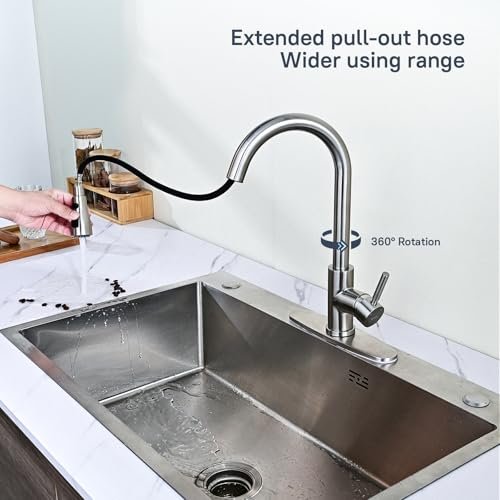 Arofa Touchless Kitchen Faucet with Pull Down Sprayer, Single Handle Smart Motion Sensor Kitchen Sink Faucet, Stainless Steel Faucet for Kitchen Sink, Brushed Nickel