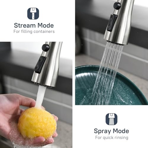 Arofa Touchless Kitchen Faucet with Pull Down Sprayer, Single Handle Smart Motion Sensor Kitchen Sink Faucet, Stainless Steel Faucet for Kitchen Sink, Brushed Nickel