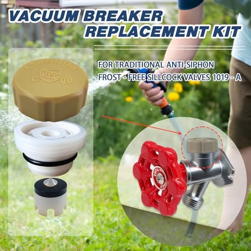ASSE 1019-A Outdoor Faucet Repair Kit with Teflon Tape, Vacuum Breaker Replacement Kit Anti-Siphon Frost-Free Hose Bib Sillcock Valve Replacement（1 Pack）
