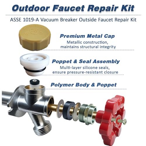 ASSE 1019-A Outdoor Faucet Repair Kit with Teflon Tape, Vacuum Breaker Replacement Kit Anti-Siphon Frost-Free Hose Bib Sillcock Valve Replacement（1 Pack）