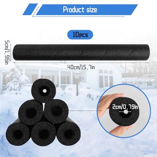 ATROPOS Foam Pipe Insulation Tubes, 10 Pack Spiral Foam Covers, 15.7Inch Cuttable Grip Wrap for Winter Pipe Insulation, Summer Anti-Scald Protection, Swimming Pool Rails, Stair Railings, Gym Equipment